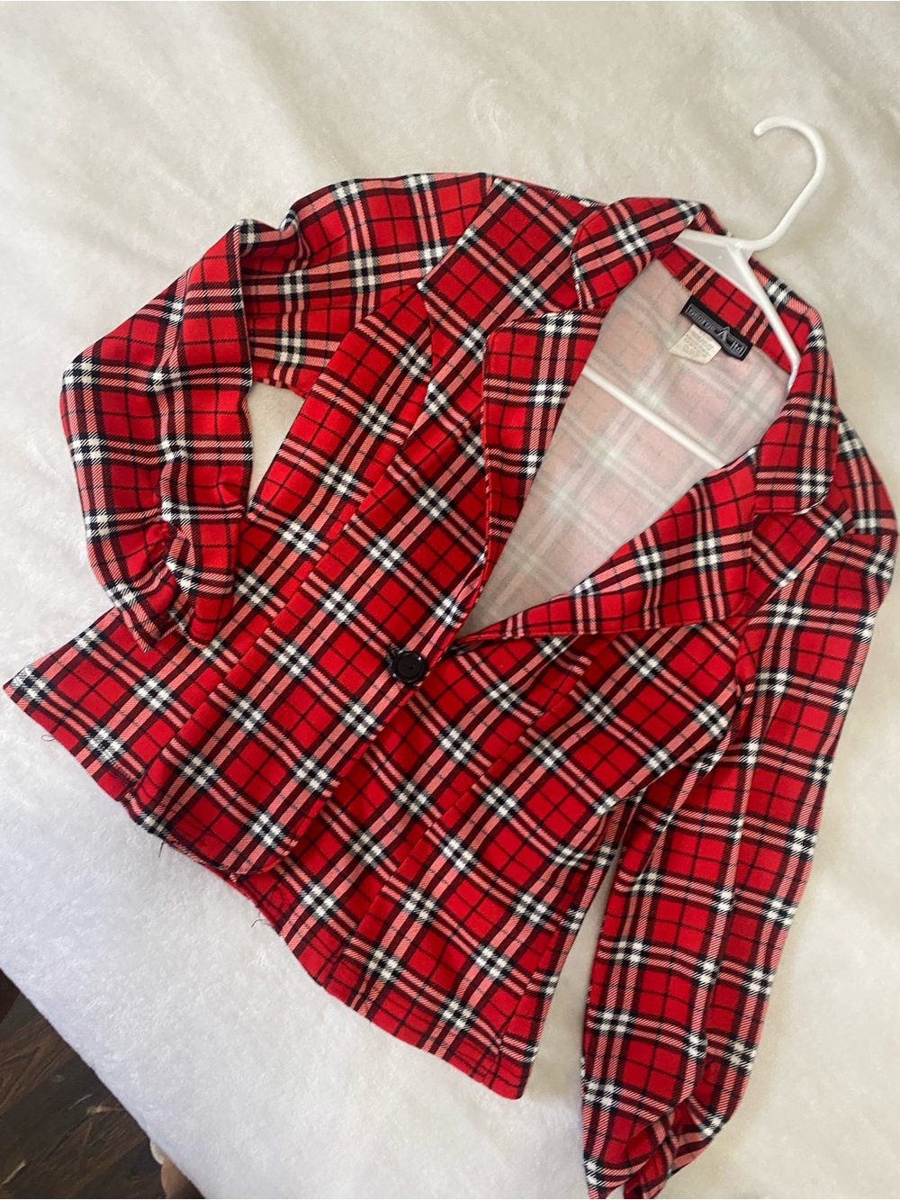 Classic Red Plaid Women's Blazer